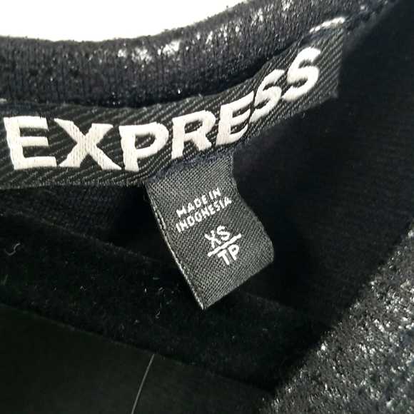 Express Faux Leather-Look Metallic & Flare Dress - Picture 3 of 11